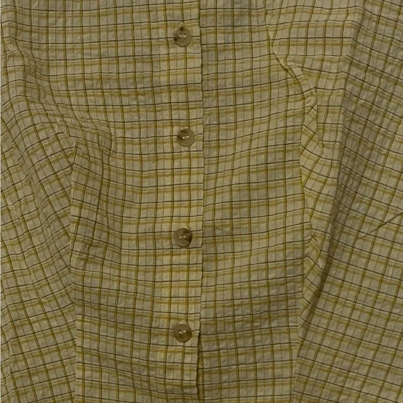NWT Women’s Cider Tartan Yellow Check Pattern Button Up Shirt Sz S - Picture 2 of 7